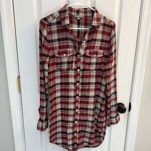 Rubbish Plaid Extra Long Button-Down Lightweight Shirt – Size M – Nordstrom